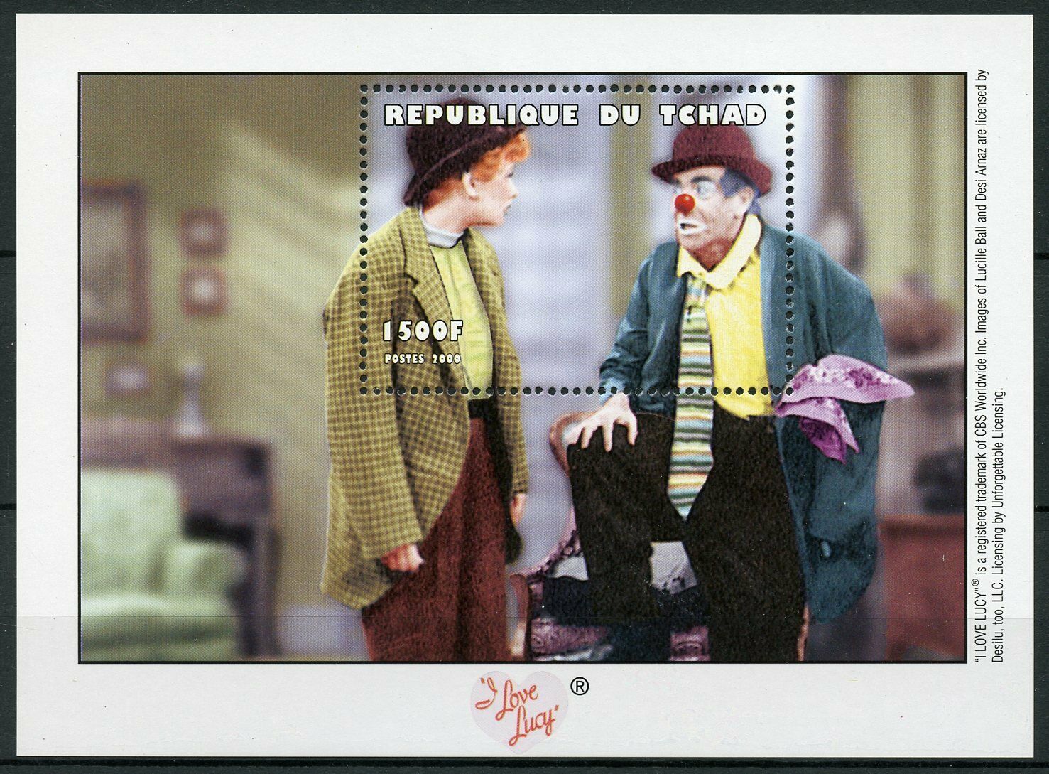 Chad Stamps 2000 MNH I Love Lucy Sitcom TV Series Clowns 1v S/S II