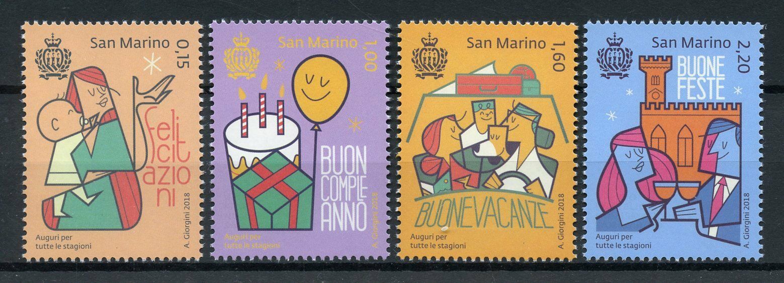 San Marino 2018 MNH Greetings Birthday Congratulations 4v Set Stamps