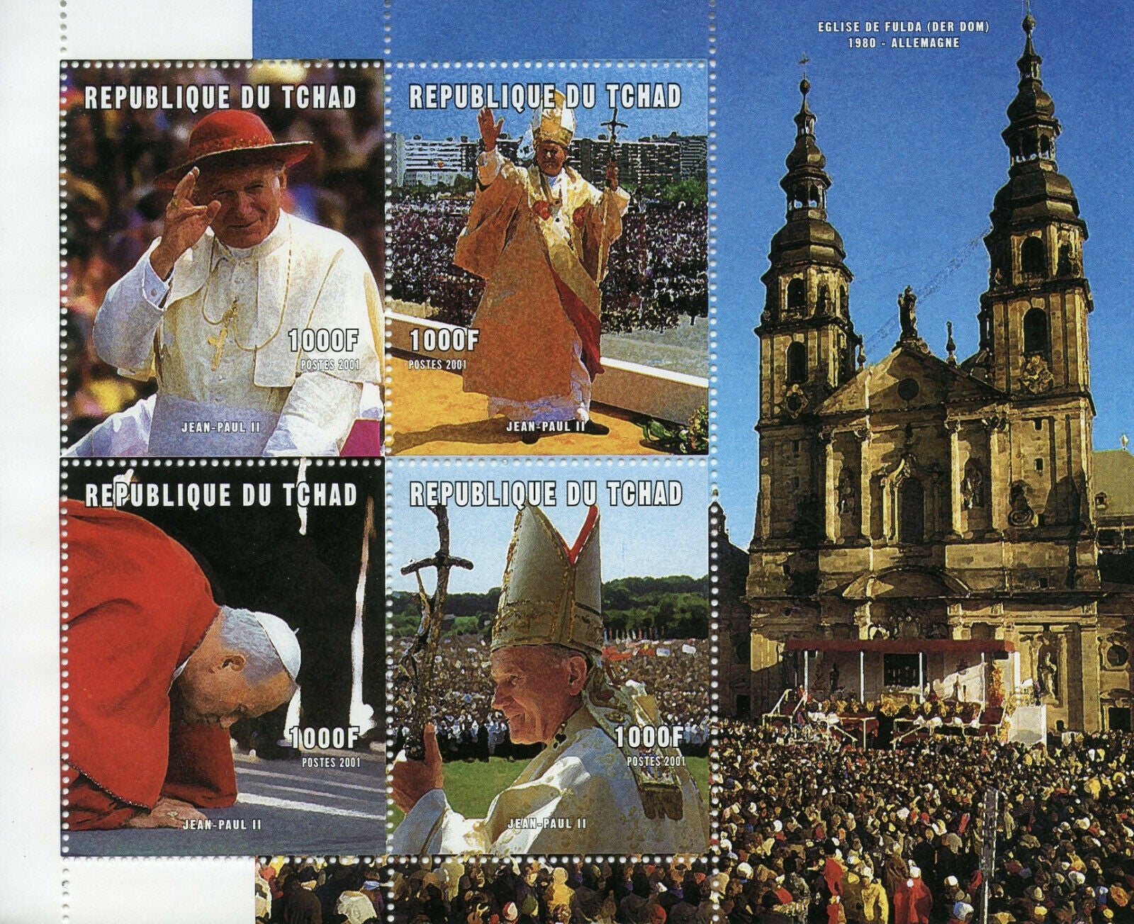 Chad Pope John Paul II Stamps 2001 MNH Famous People Popes 4v M/S II