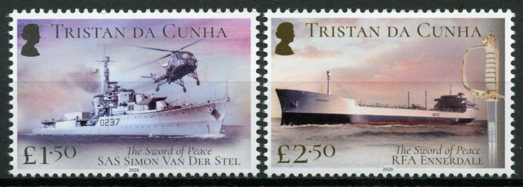 Tristan da Cunha Ships Stamps 2020 MNH Sword of Peace Helicopters 2v Set