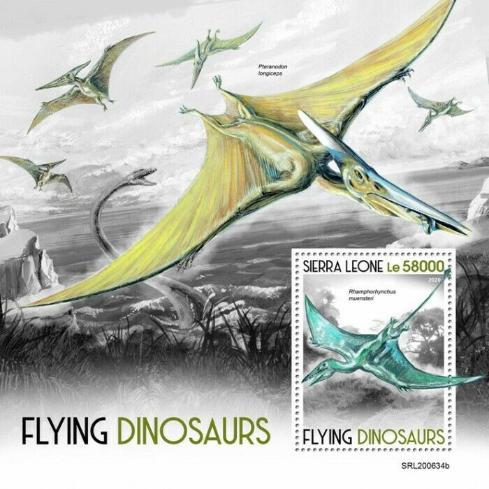 Sierra Leone 2020 MNH Flying Dinosaurs Stamps Prehistoric Animals 1v S/S