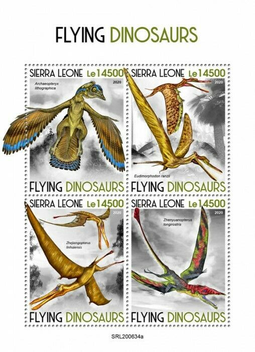 Sierra Leone Flying Dinosaurs Stamps 2020 MNH Prehistoric Animals 4v M/S