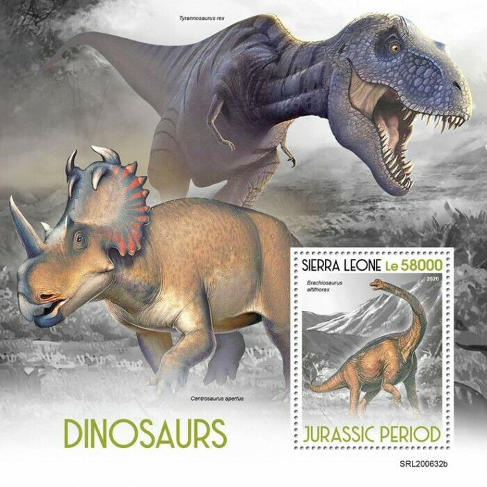 Sierra Leone 2020 MNH Dinosaurs Stamps Brachiosaurus Prehistoric Animals 1v S/S