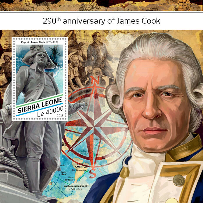 Sierra Leone 2018 MNH James Cook Stamps Exploration Ships Famous People 1v S/S