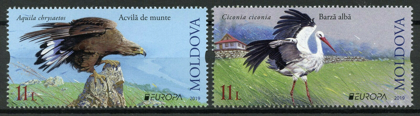 Moldova 2019 MNH Birds Europa Storks Golden Eagles 2v Set Birds on Stamps