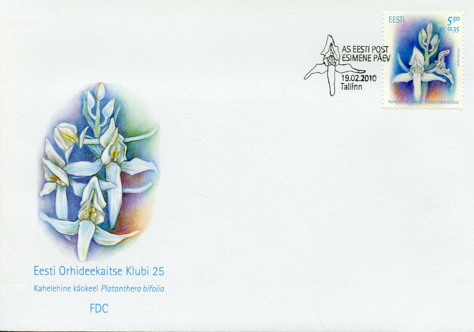 Estonia 2010 FDC Lesser Butterfly Orchid 1v Cover Orchids Flowers Nature Stamps