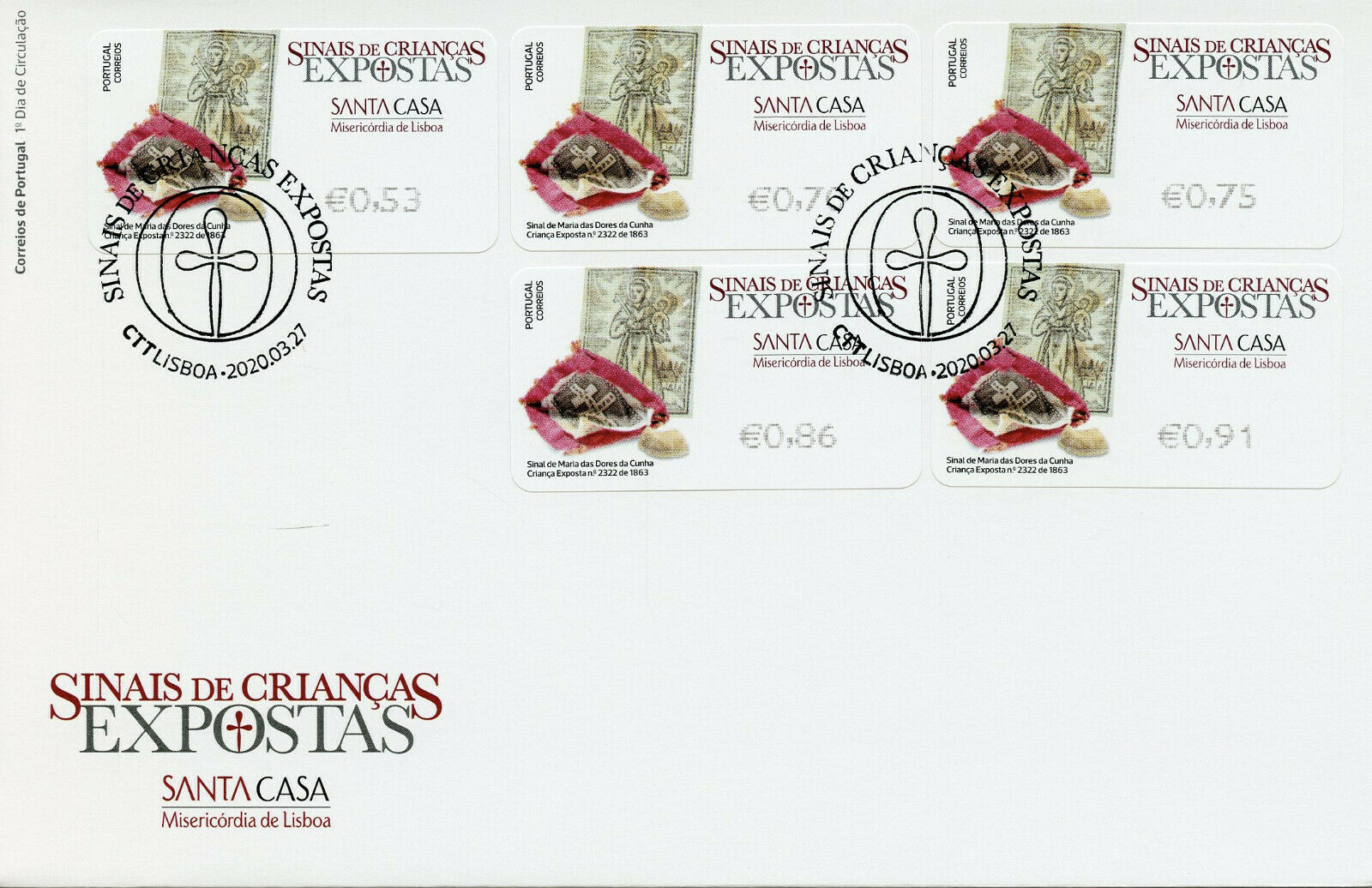 Portugal Stamps 2020 FDC Foundling Tokens Misericordia de Lisboa Maria 5v SA ATM