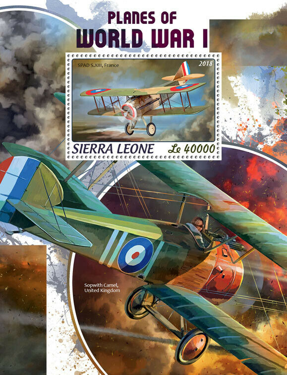 Sierra Leone Military Aviation Stamps 2018 MNH WWI WW1 Planes World War I 1v S/S