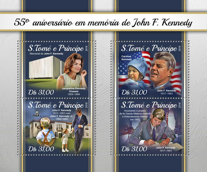 Sao Tome & Principe JFK Stamps 2018 MNH John F Kennedy US Presidents 4v M/S