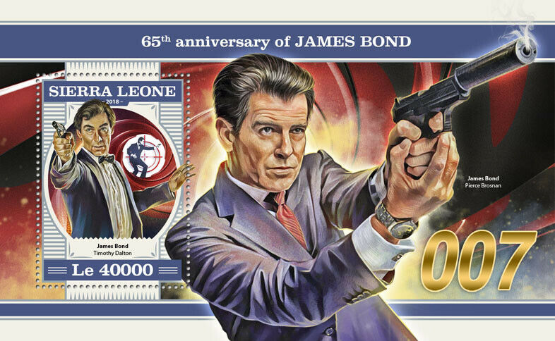 Sierra Leone James Bond Stamps 2018 MNH Cars Timothy Dalton Pierce Brosnan 1v SS