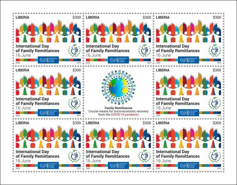 Liberia Stamps 2020 MNH Intl Day Family Remittances UPU Corona Medical Covid Covid-19 8v M/S