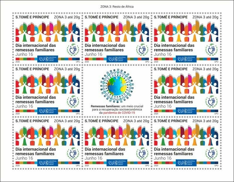 Sao Tome & Principe Stamps 2020 MNH Family Remittances Zona 3 UPU Corona 8v M/S