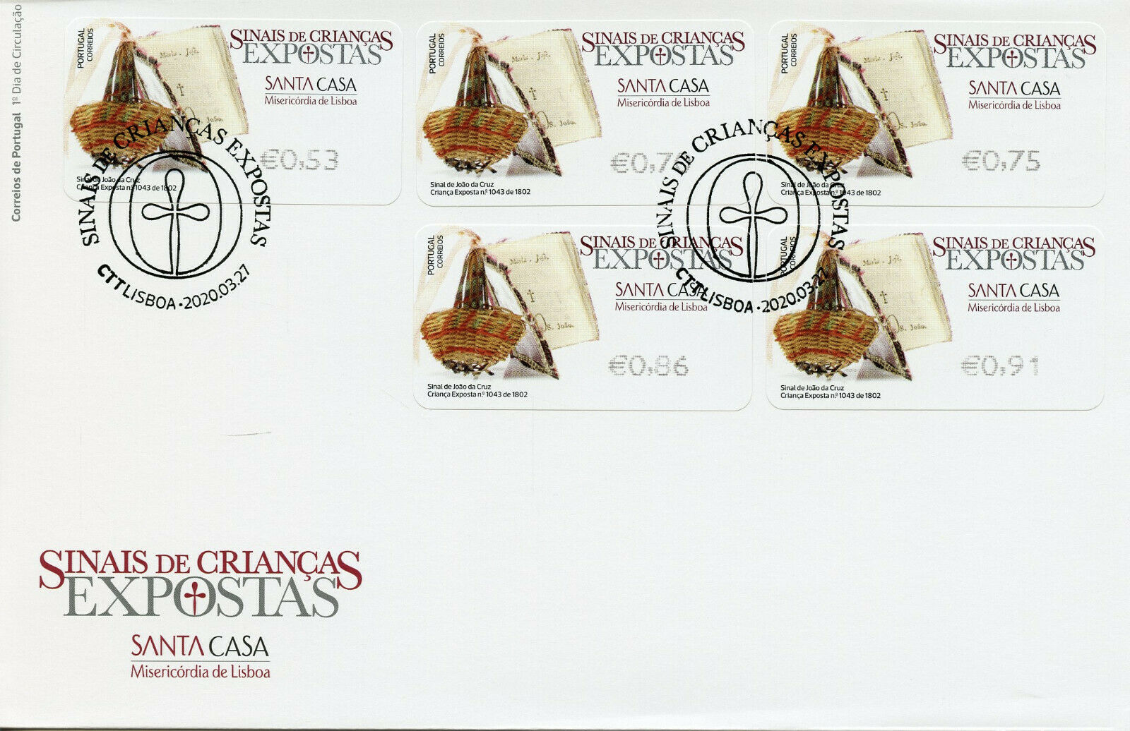 Portugal Stamps 2020 FDC Foundling Tokens Misericordia de Lisboa Joao 5v S/A ATM
