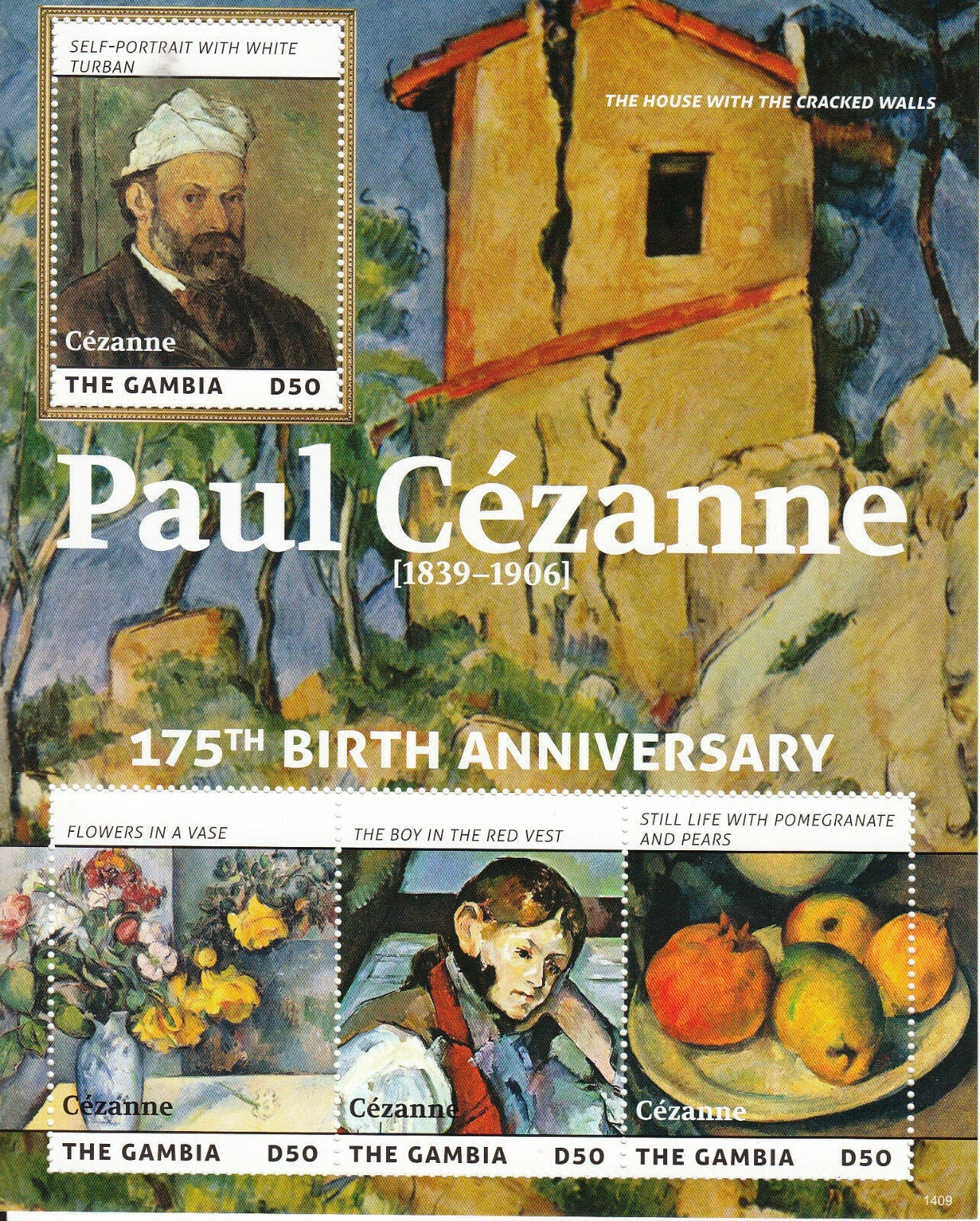 Gambia 2014 MNH Art Stamps Paul Cezanne 175th Birth Anniv Paintings 4v M/S I