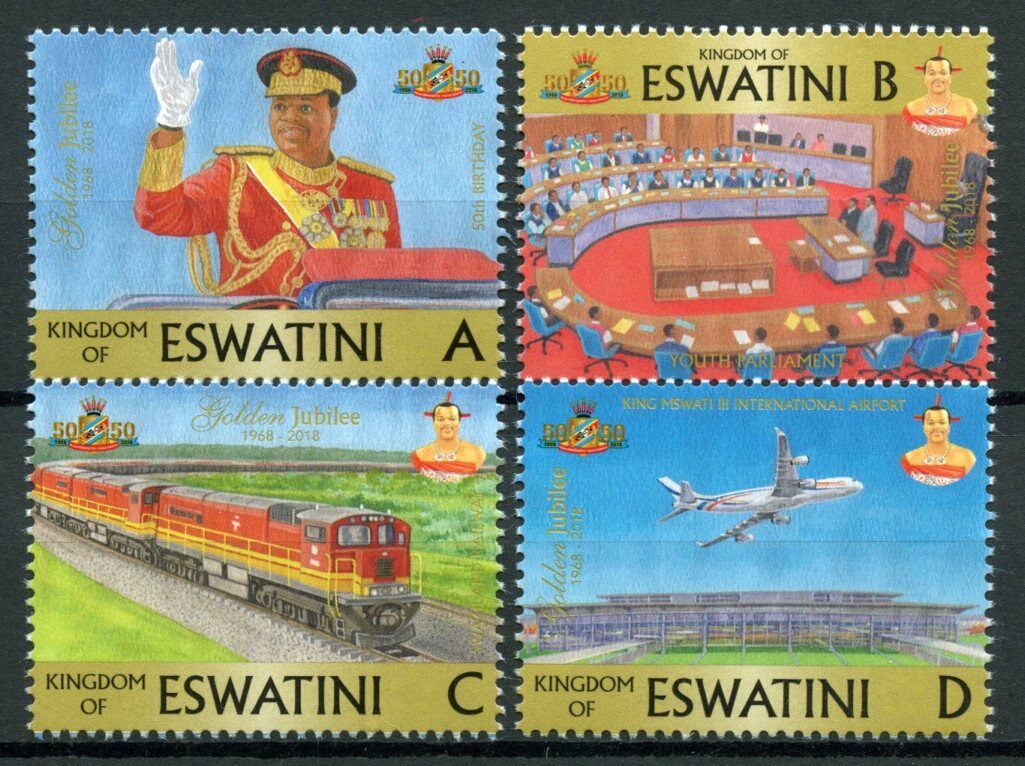 Swaziland Eswatini 2018 MNH Independence Stamps Trains Aviation Royalty 4v Set