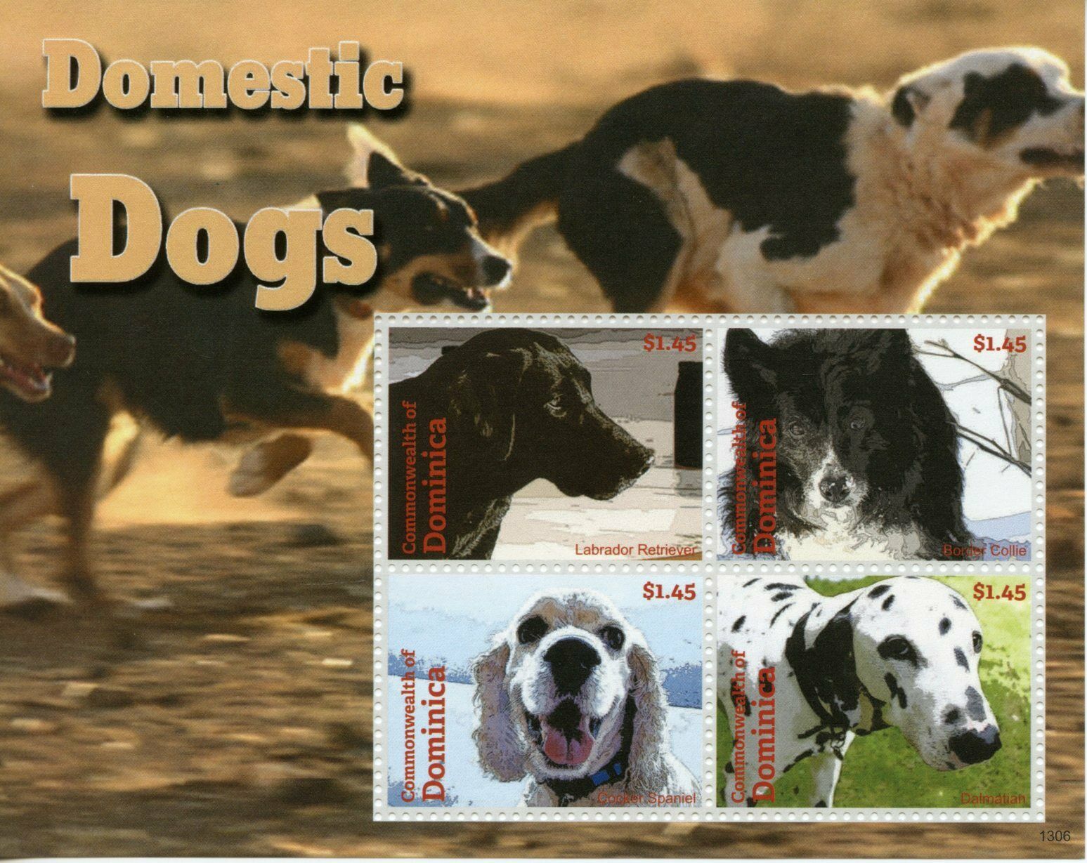 Dominica 2013 MNH Domestic Dogs Stamps Labrador Collie Spaniel Pets 4v M/S