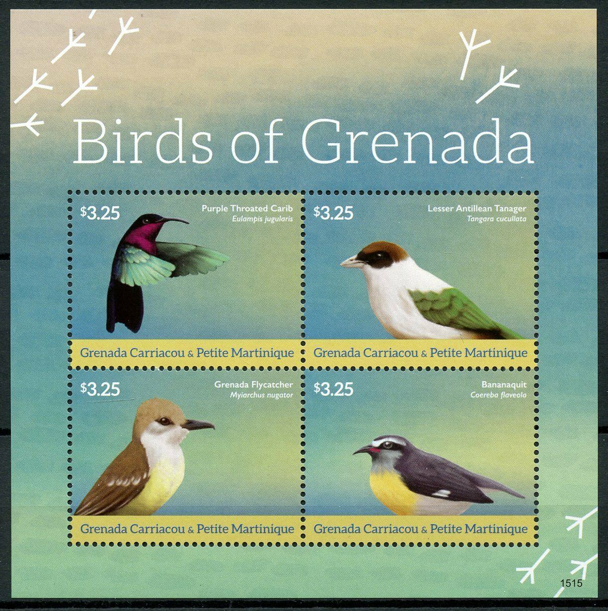Grenadines Grenada 2015 MNH Birds of Grenada Stamps Tanager Bananaquit 4v M/S
