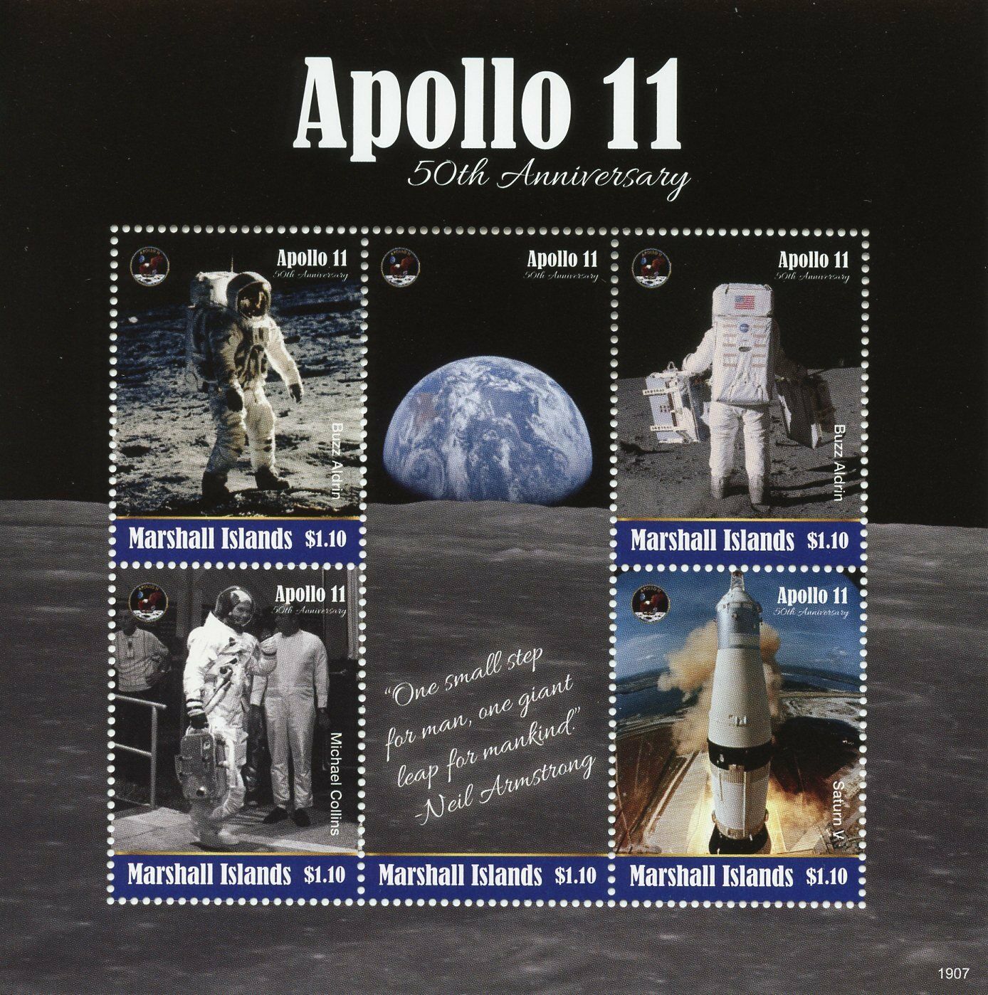 Marshall Islands 2019 MNH Space Stamps Apollo 11 Moon Landing Armstrong 5v M/S