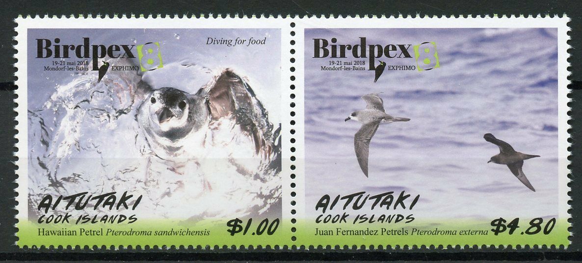 Aitutaki Cook Islands 2018 MNH Birds Birdpex 2v Set Petrels Bird Stamps