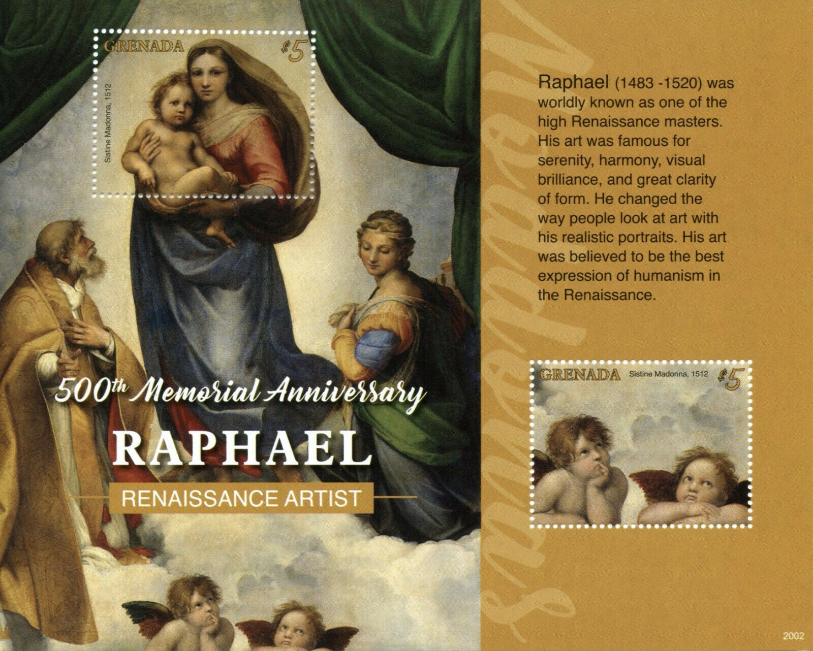 Grenada 2020 MNH Art Stamps Raphael Sistine Madonna Renaissance Paintings 2v S/S