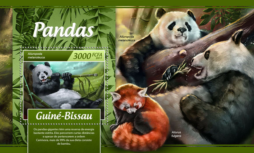 Guinea-Bissau 2017 MNH Wild Animals Stamps Pandas Red Panda Giant Panda 1v S/S