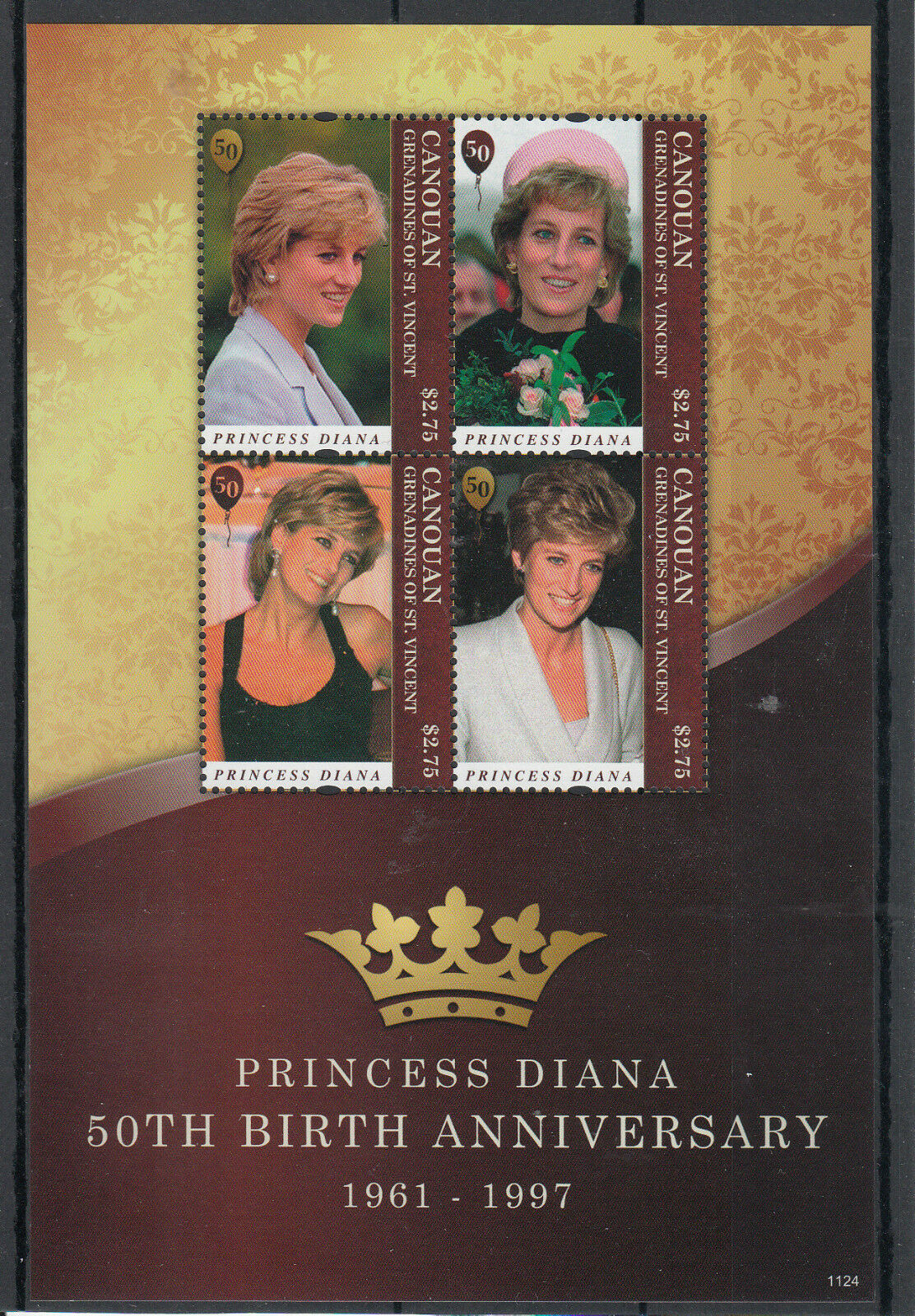 Canouan Grenadines St Vincent 2011 MNH Royalty Stamps Princess Diana 4v M/S