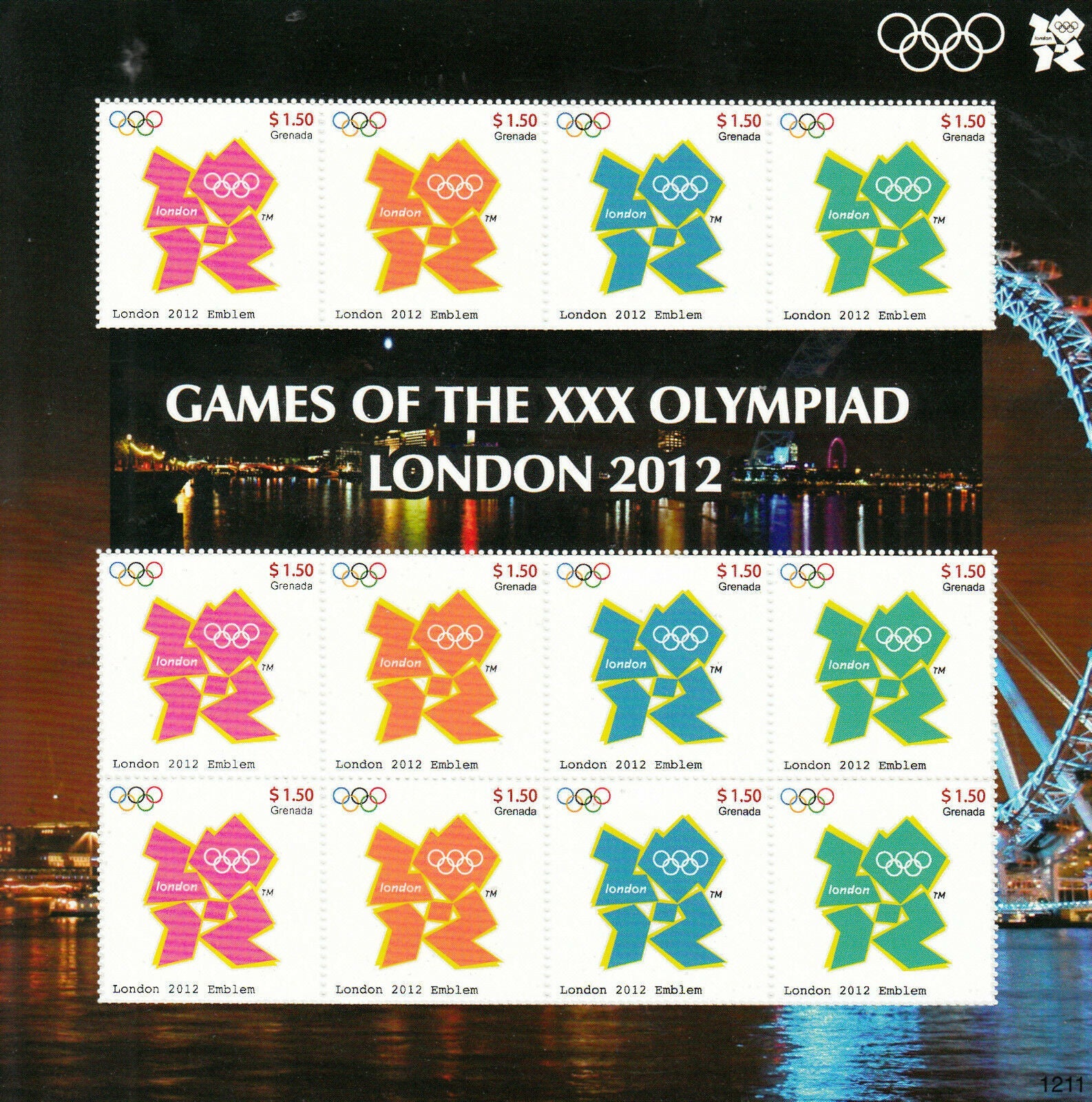 Grenada 2012 MNH Olympics Stamps London 2012 Summer Games Sports Emblem Logos 12v M/S