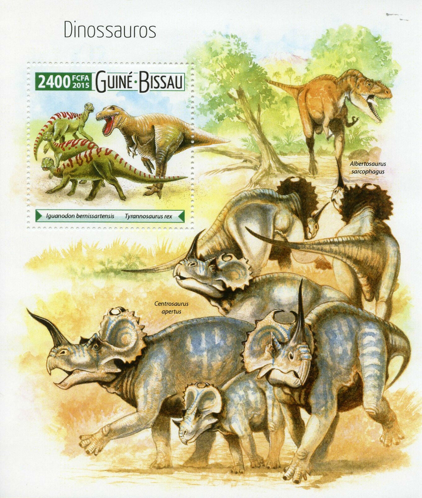 Guinea-Bissau 2015 MNH Dinosaurs 1v S/S Dinossauros Tyrannosaurus rex Iguanodon
