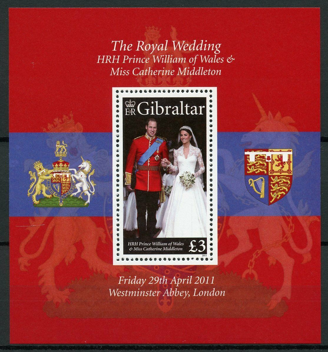 Gibraltar Royalty Stamps 2011 MNH Prince William & Kate Royal Wedding 1v M/S