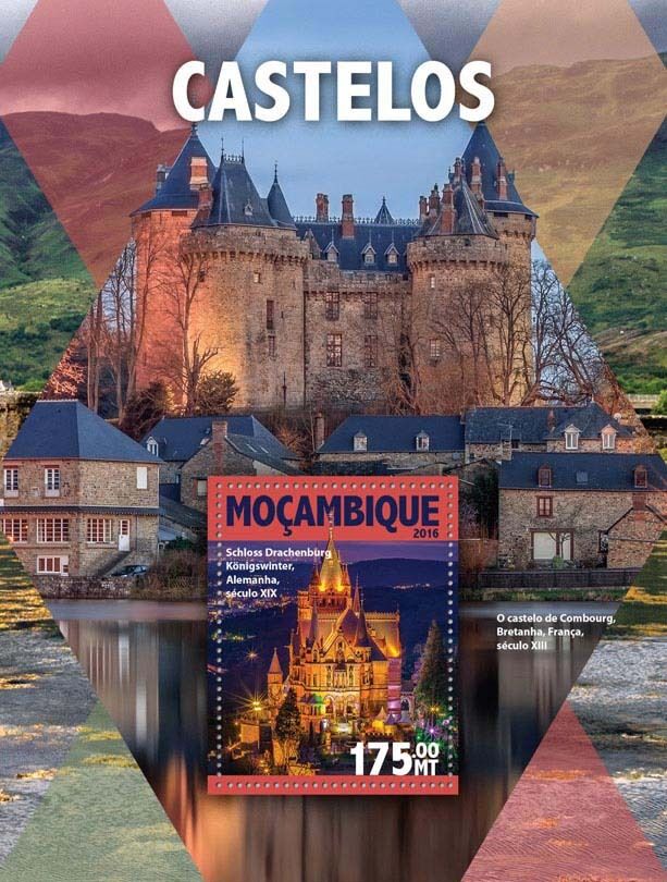 Mozambique 2016 MNH Castles 1v S/S Schloss Drachenburg Architecture Stamps