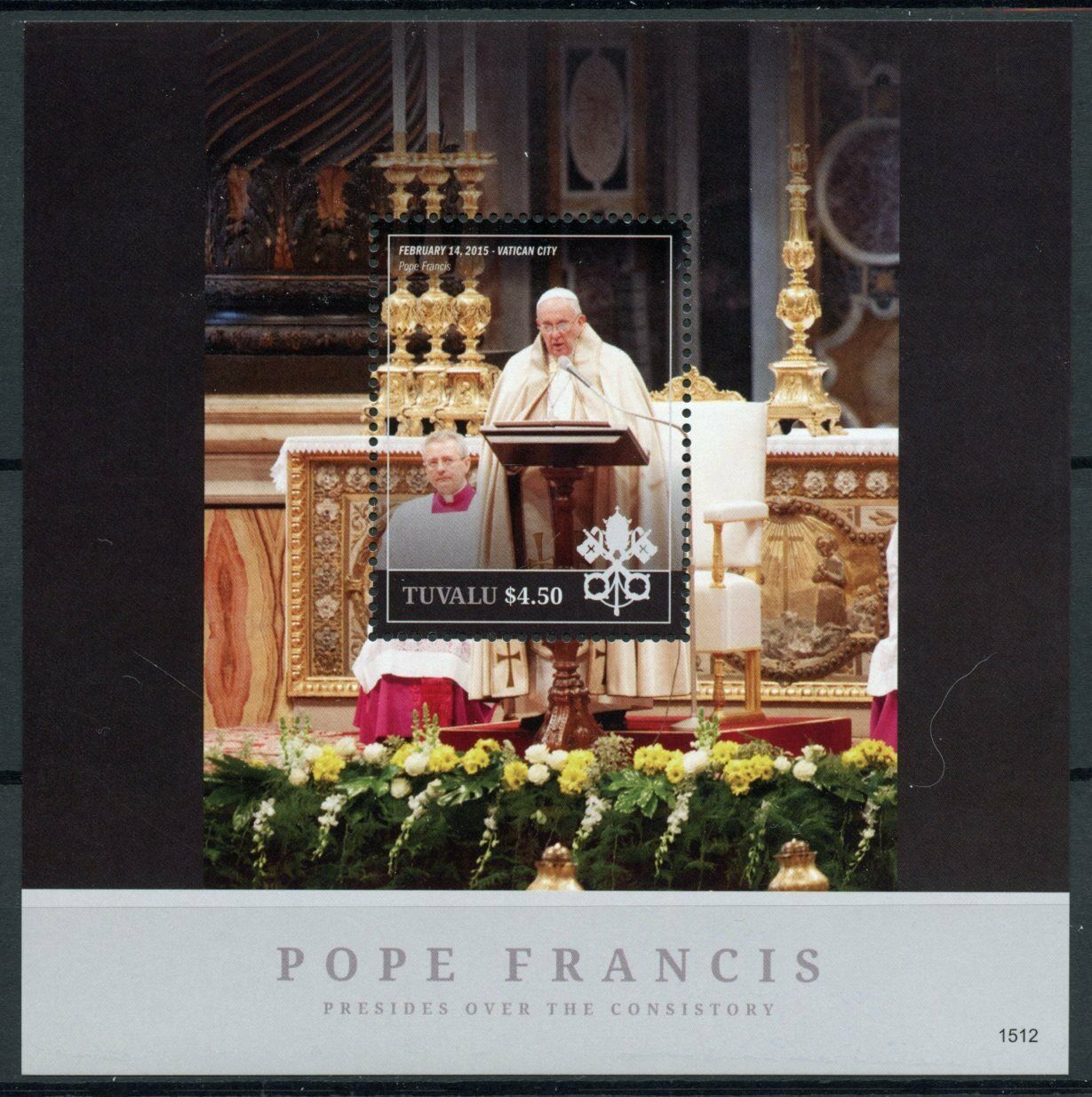 Tuvalu Pope Francis Stamps 2015 MNH Presides over Papal Consistory Popes 1v S/S