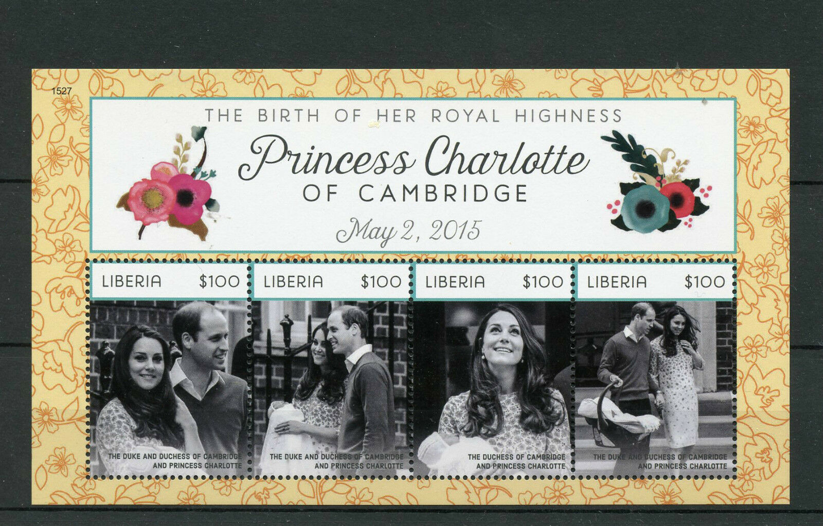 Liberia 2015 MNH Princess Charlotte Birth Royal Baby 4v M/S Prince William Kate