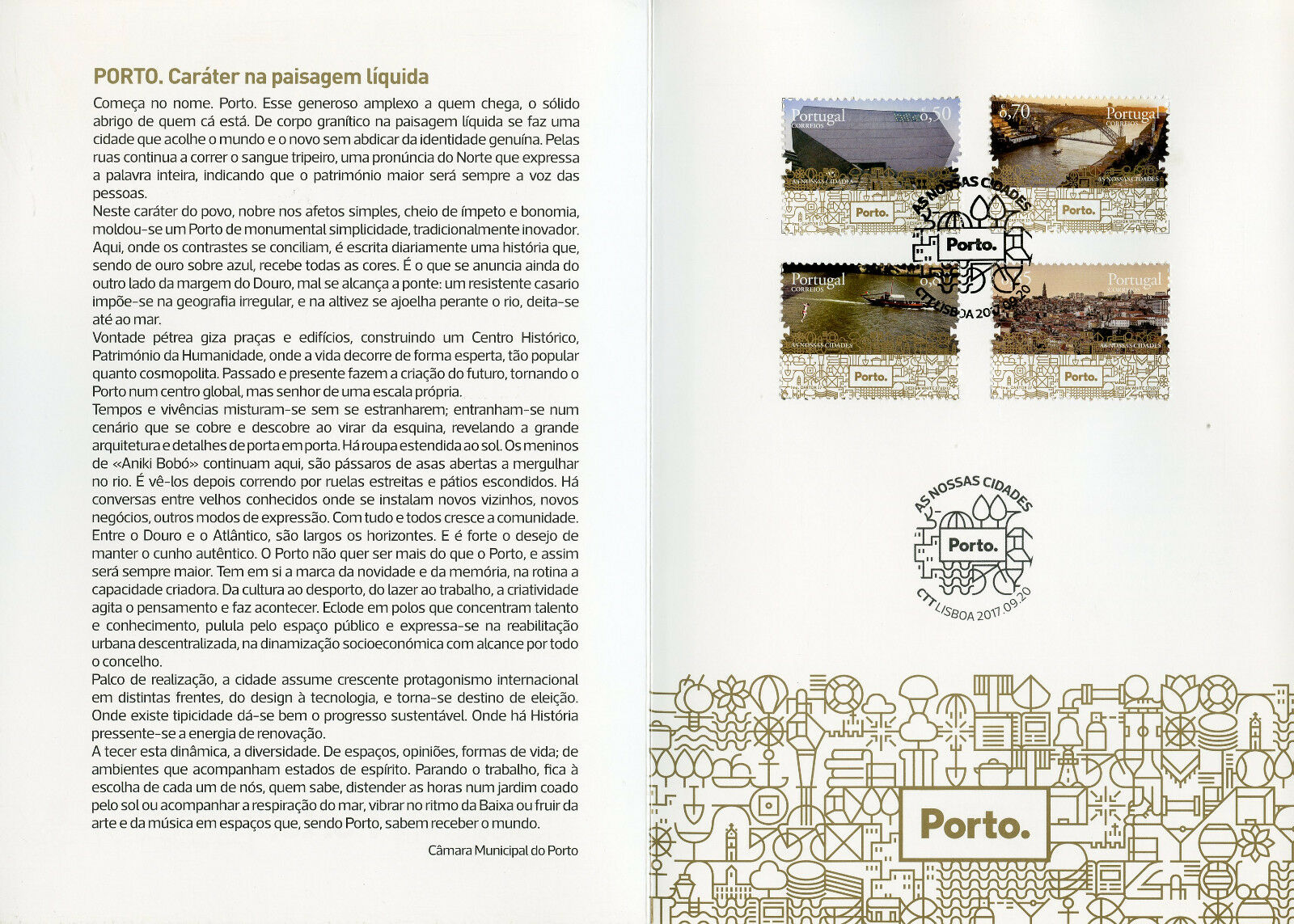 Portugal 2017 CTO Porto Our Cities 4v Set Special Folder Bridges Tourism Stamps