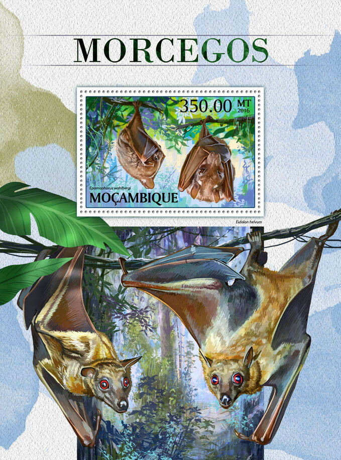 Mozambique 2016 MNH Bats 1v S/S Flying Mammals Wild Animals Stamps