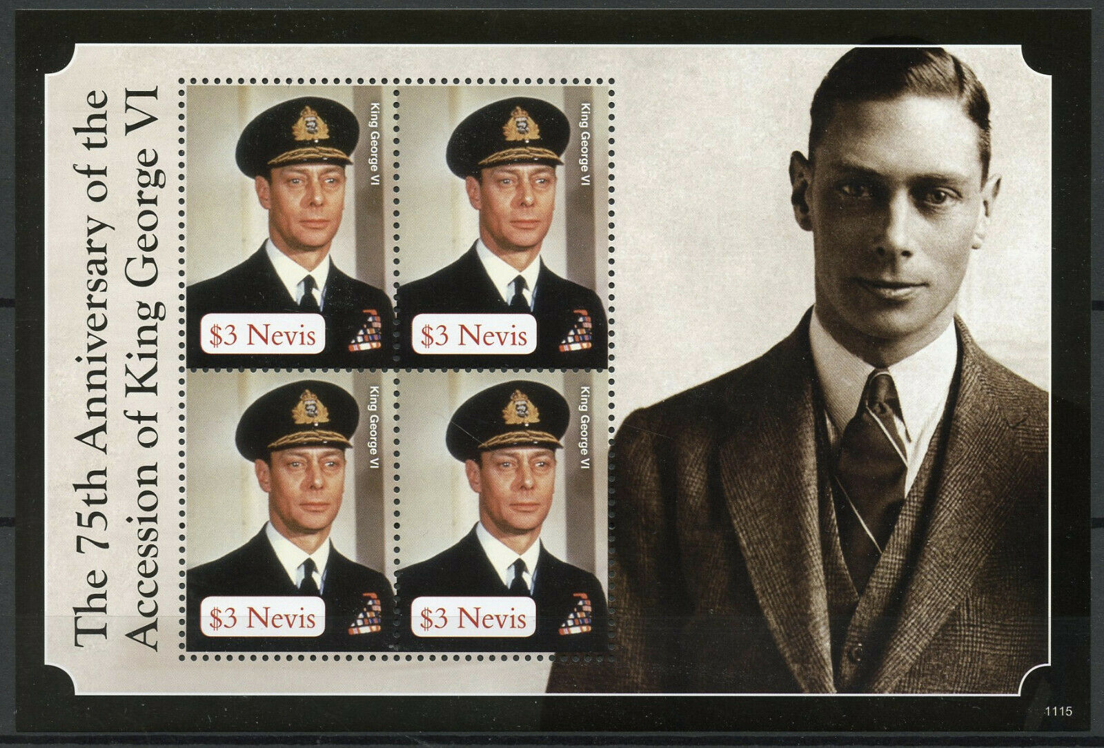 Nevis Royalty Stamps 2011 MNH King George VI 75th Accession Anniversary 4v M/S
