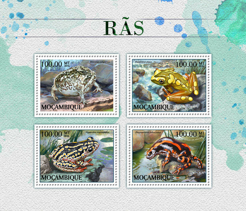 Mozambique 2016 MNH Frogs Stamps Frog Amphibians 4v M/S