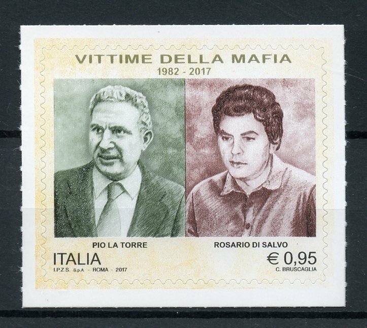 Italy 2017 MNH Mafia Victims Pio La Torre Rosario Di Salvo 1v S/A Set Stamps