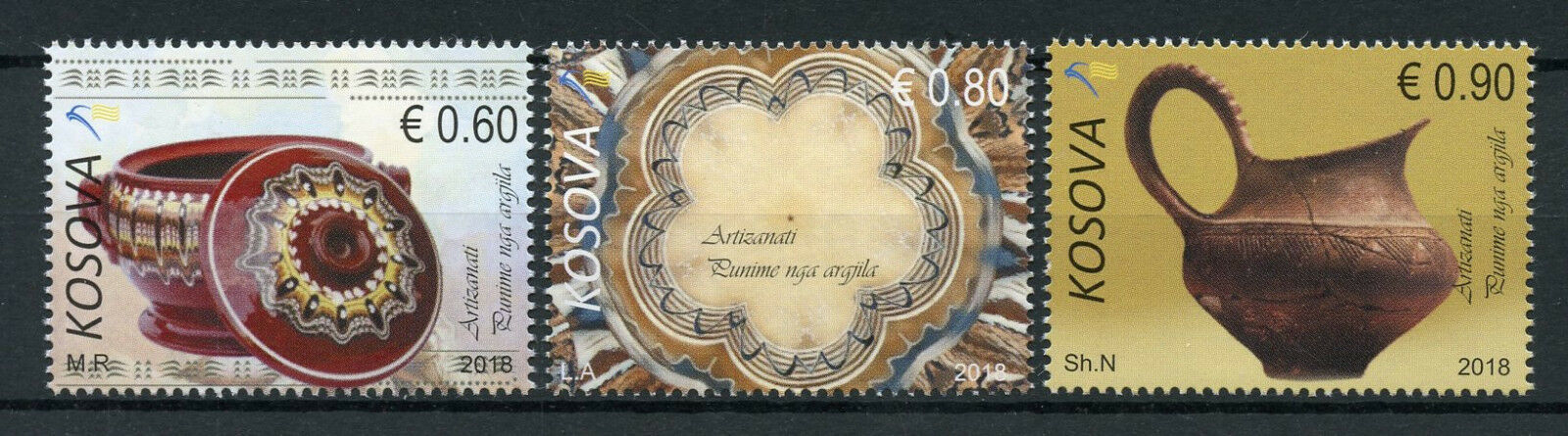 Kosovo 2018 MNH Clay Pottery 3v Set Art Artefacts Cultures Traditions Stamps