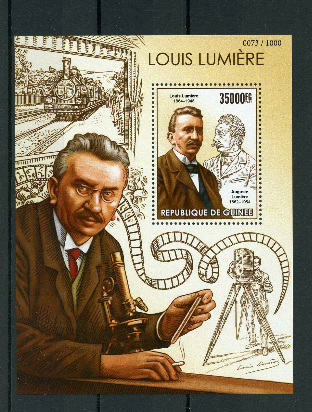 Guinea 2015 MNH Louis Lumiere 1v S/S Auguste Cinematography Film Makers Stamps