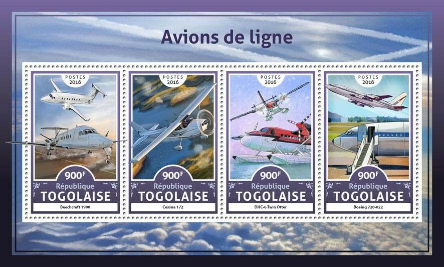 Togo 2016 MNH Airliners Beechcraft Cessna Boeing 4v M/S Aviation Stamps