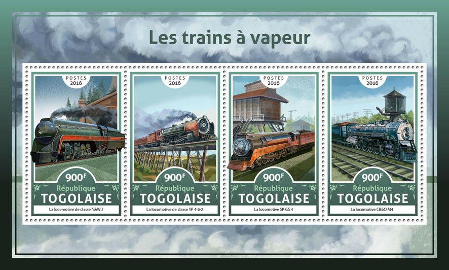 Togo 2016 MNH Steam Trains Locomotives Engines 4v M/S Railways Rail Stamps
