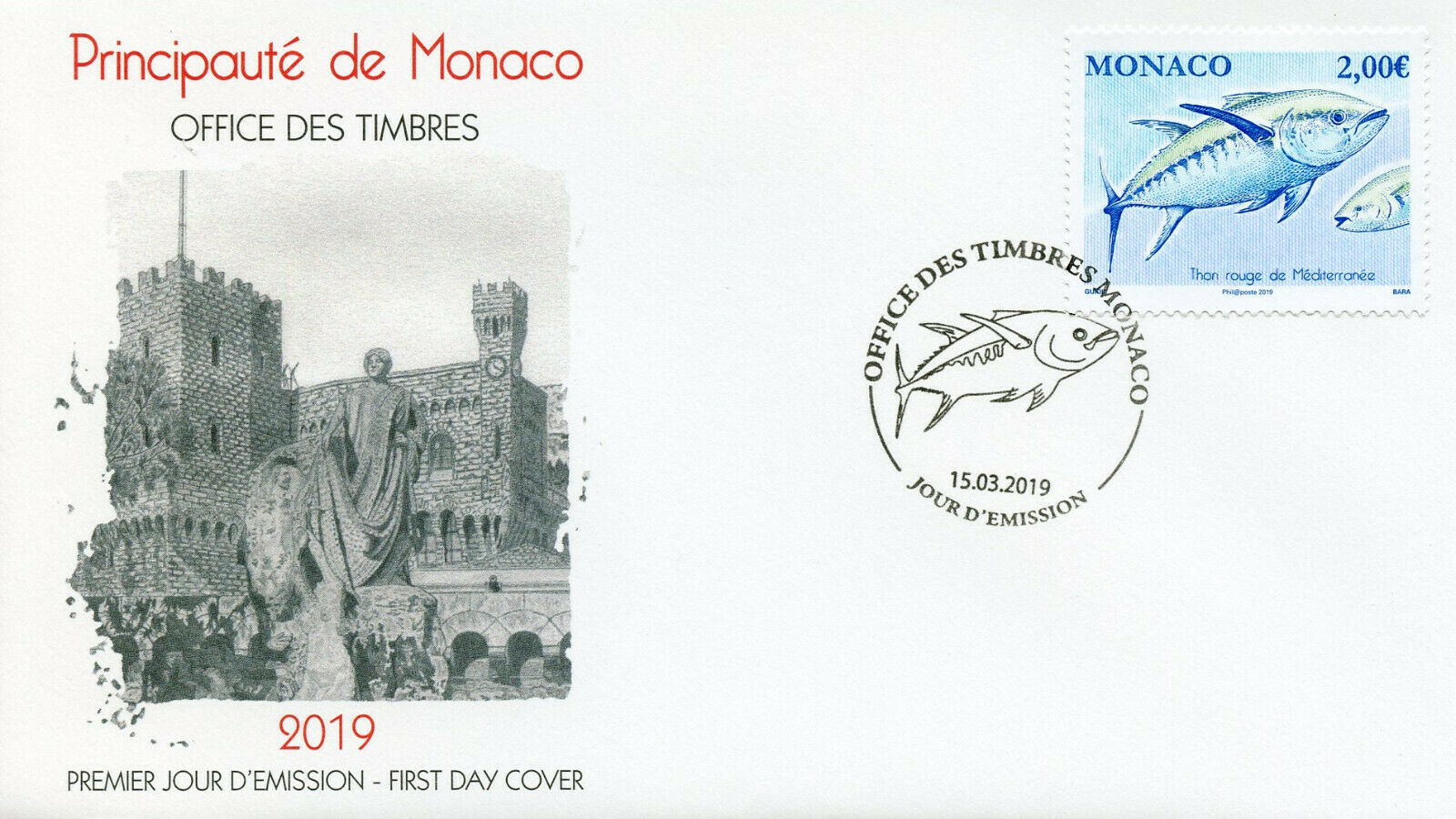 Monaco 2019 FDC Atlantic Bluefin Tuna 1v Set Cover Fish Fishes Marine Stamps