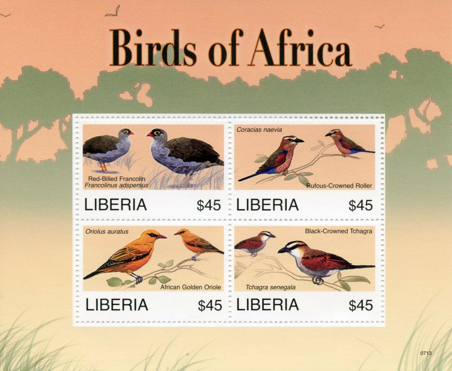 Liberia 2007 MNH Birds of Africa Stamps Francolin Rollers Orioles 4v M/S II