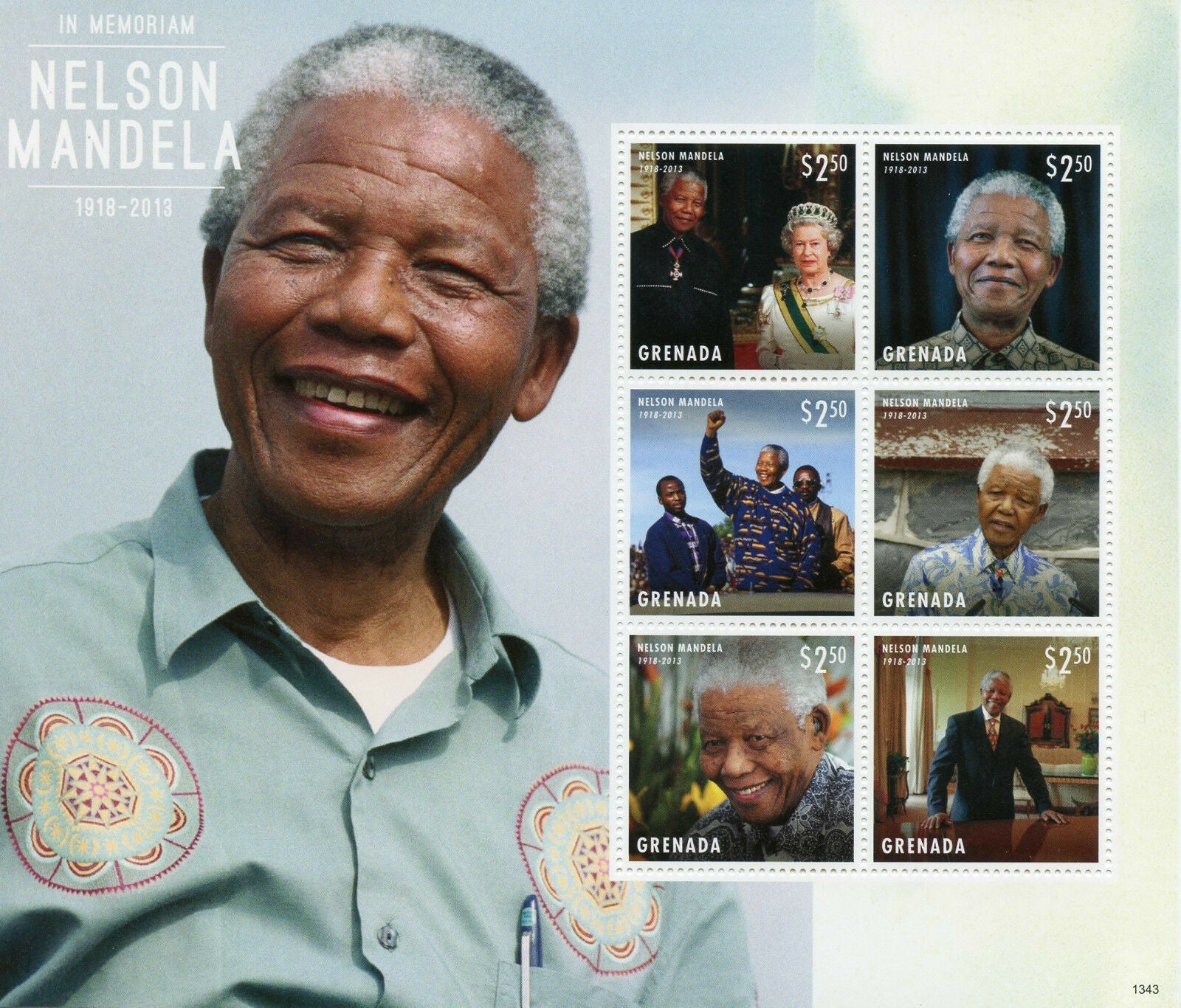 Grenada 2013 MNH Nelson Mandela Stamps In Memoriam Queen Elizabeth II 6v M/S I