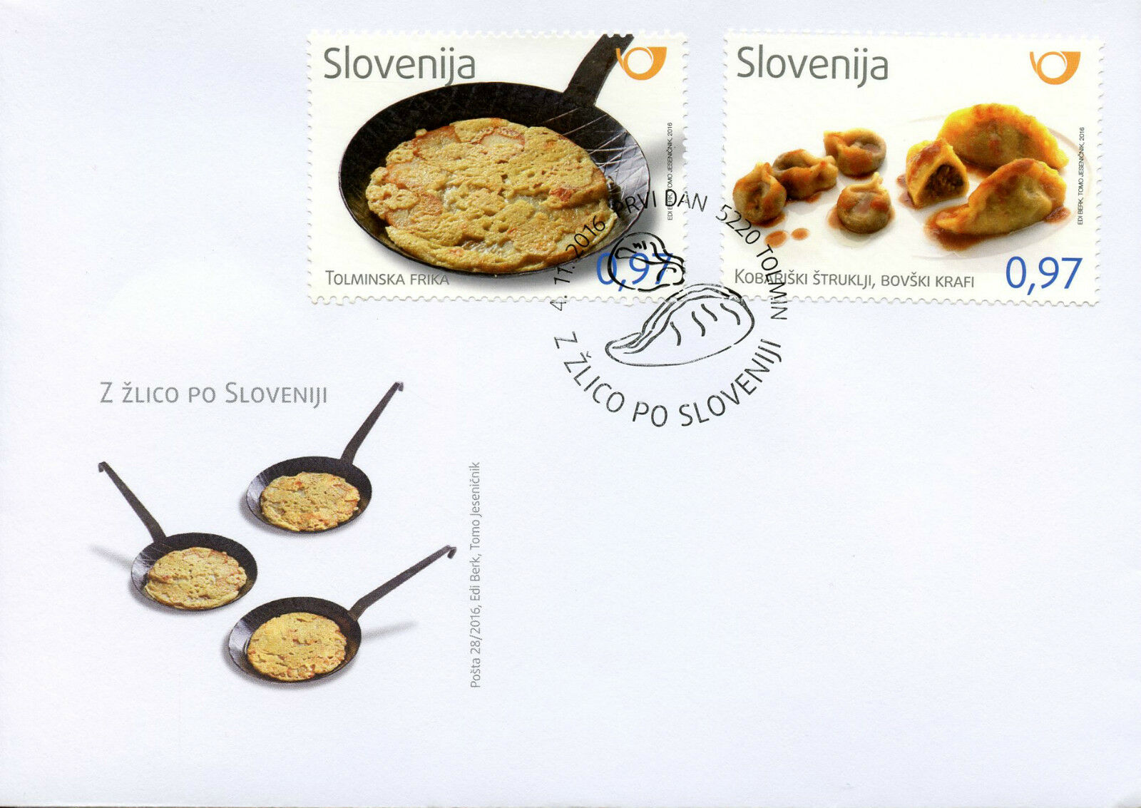 Slovenia 2016 FDC Gastronomy Tolmin Frika Kobarid Struklji 2v Cover Food Stamps