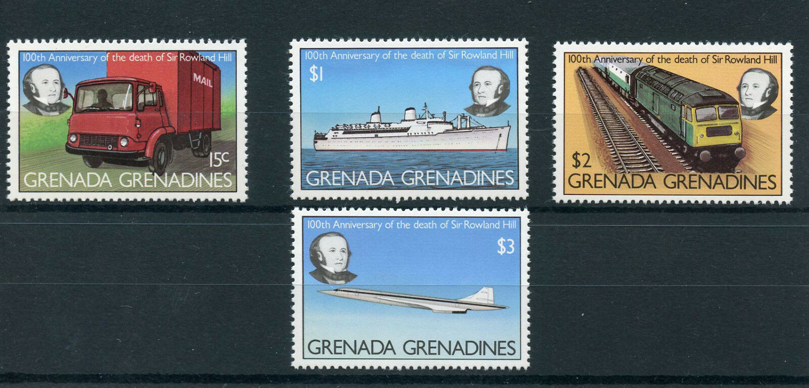 Grenadines Grenada 1979 MNH Rowland Hill 100th Ann Death 4v Set Concorde Trains