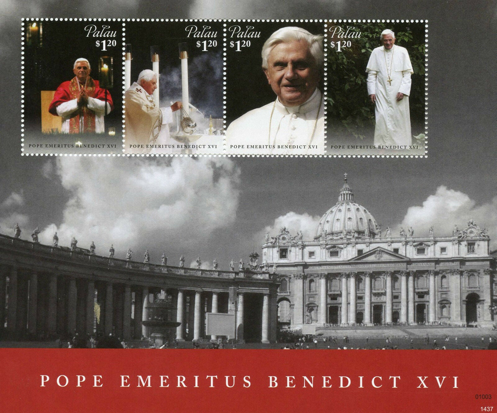 Palau 2014 MNH Pope Emeritus Benedict XVI 4v M/S Popes Catholic Church