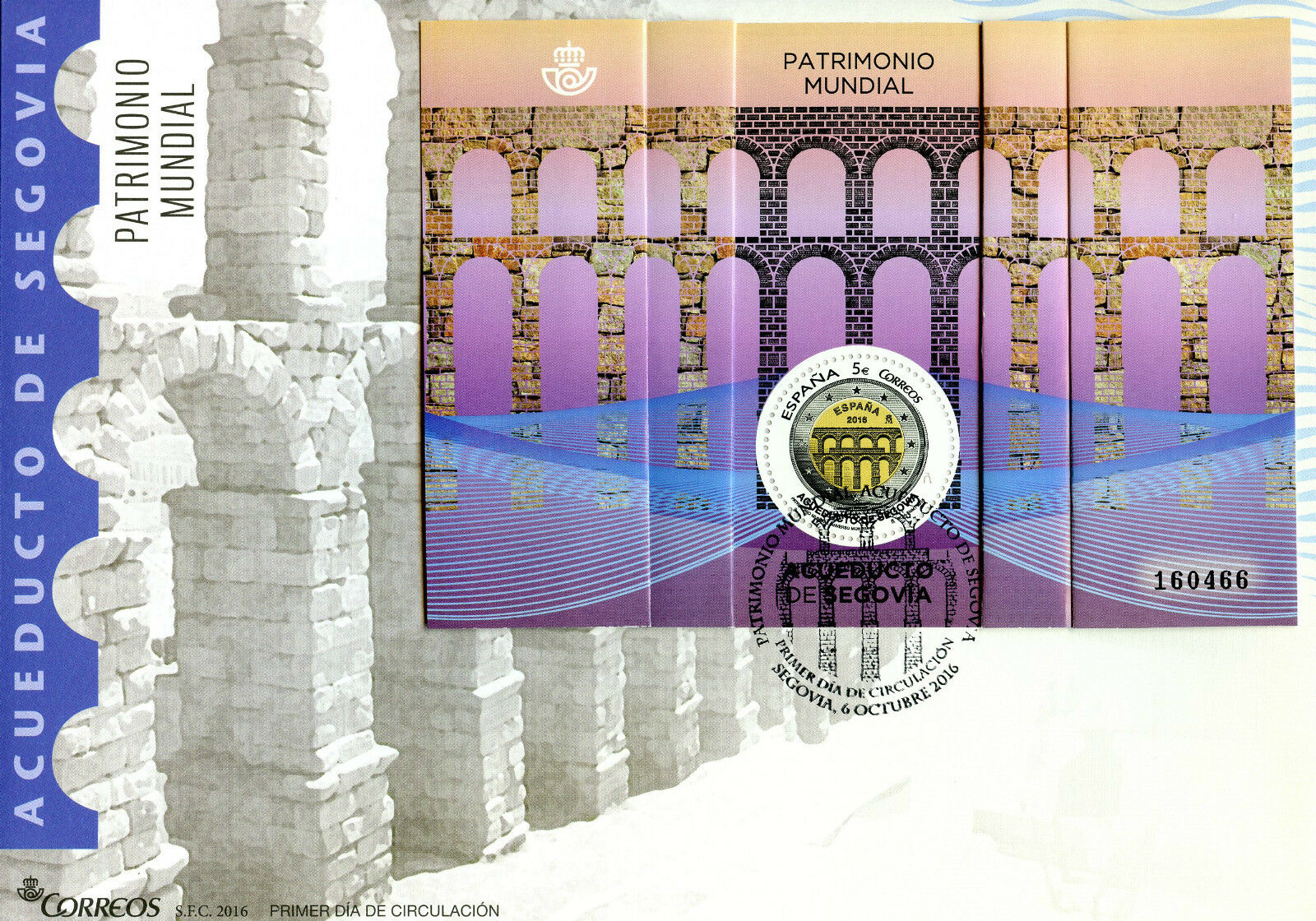 Spain 2016 FDC World Heritage Segovia Aqueduct 1v M/S Cover Fold-Out Stamps