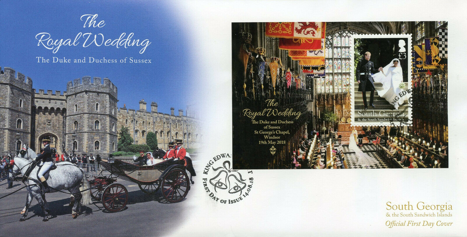 S Georgia & Sandwich Isl 2018 FDC Prince Harry Meghan 1v MS Cover Royalty Stamps