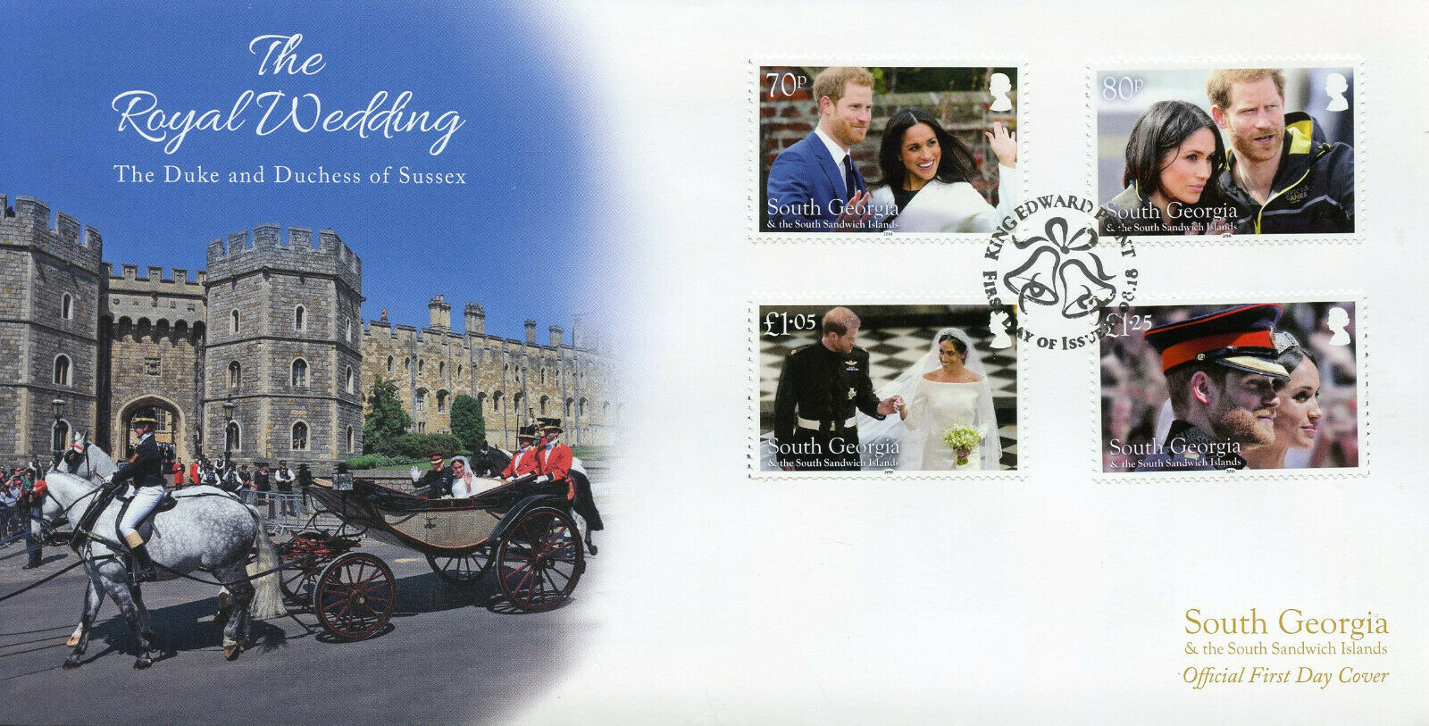 S Georgia & Sandwich Isl 2018 FDC Prince Harry Meghan 4v Cover Royalty Stamps